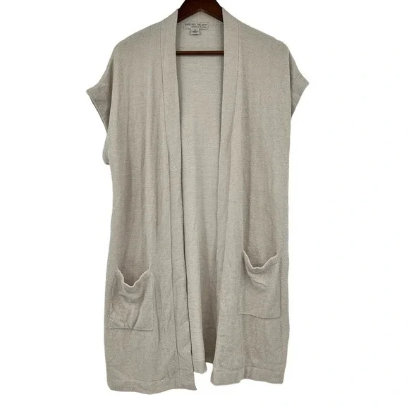 Barefoot Dreams 497 CozyChic Ultra Lite Sleeveless Cardi - Sand Dune size medium - Picture 2 of 10